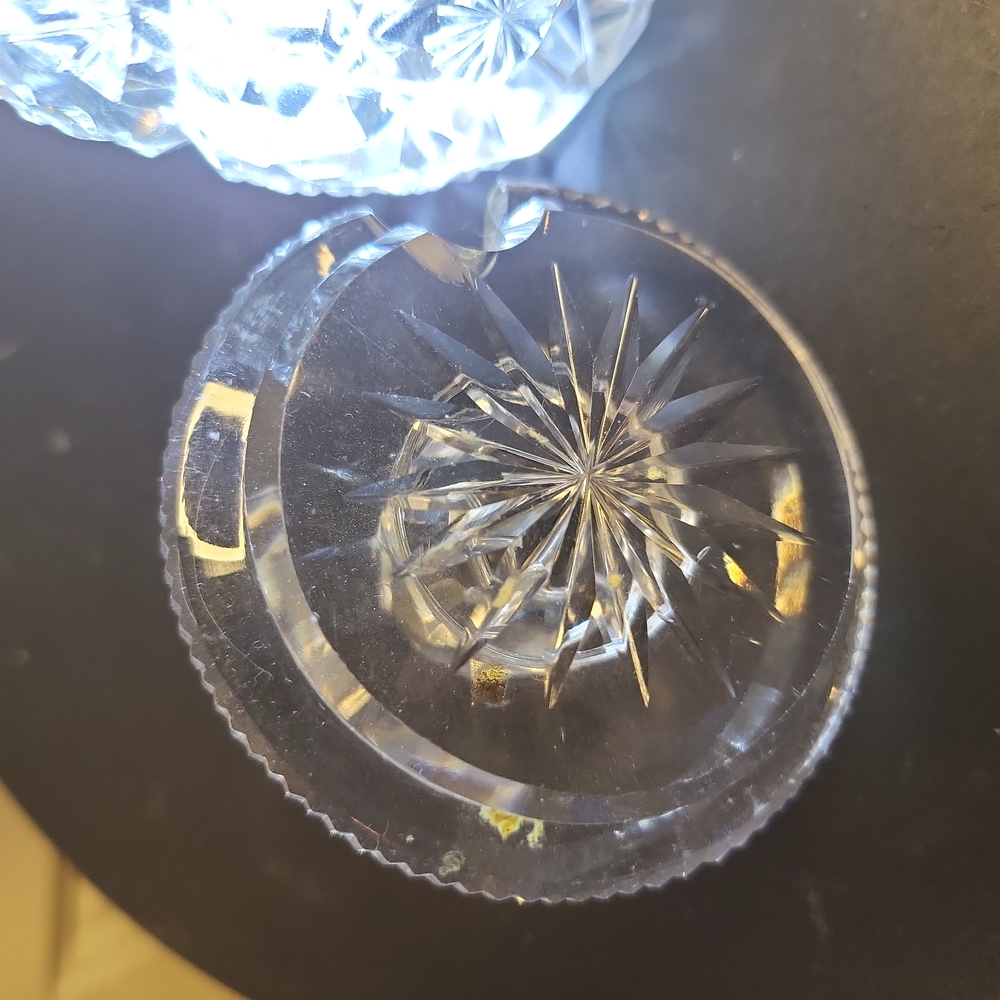 Vintage Cut Crystal Glass Relish / Honey Jar w/ Lid - Picture 5 of 10